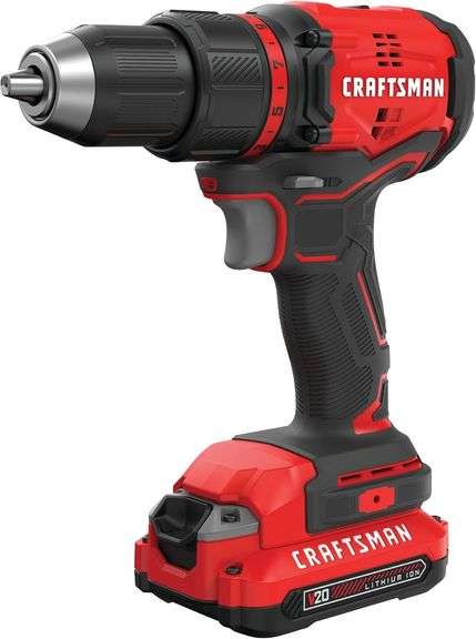 CRAFTSMAN V20 Cordless Drill/Driver Kit, 1/2 inch, Battery and Charger Included (CMCD710C1)