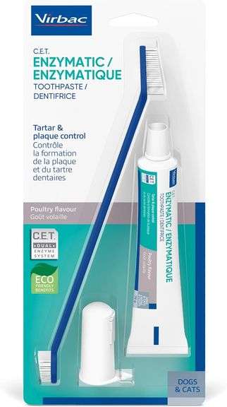 Virbac C.E.T. Oral Hygiene Kit for Cats and Dogs | 3 Piece Set with Dual Ended Toothbrush, Fingerbru