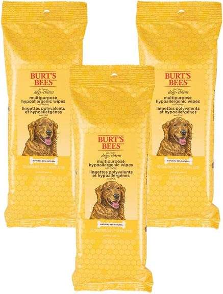 Burt's Bees for Pets Multipurpose Dog Wipes with Honey, 98% Natural Origin Formulas, Hypoallergenic 