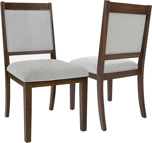 HomePop Open Back Upholstered Wood Frame Dining Chairs - Gray Solid Woven (Set of 2)