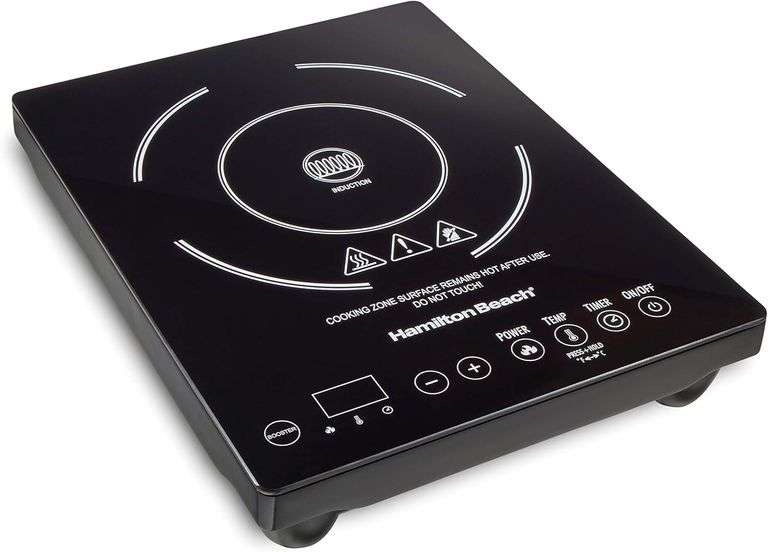 Hamilton Beach Portable Single Induction Cooktop Countertop Burner Hot Plate with Fast Heating Mode,