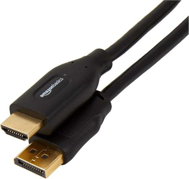 Amazon Basics DisplayPort to HDMI Cable, Uni-Directional, 4K@30Hz, 1920x1200, 1080p, 6 ft, Black
