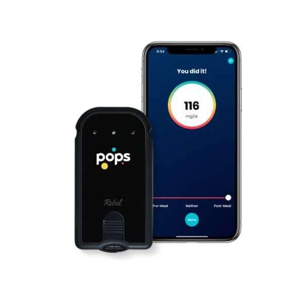 Pops Rebel Blood Glucose Monitor Kit - Provides Results on Your Phone with Required Subscription