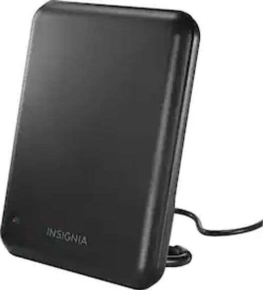 Insignia - AM/FM Amplified Indoor Plate Radio Antenna - Black