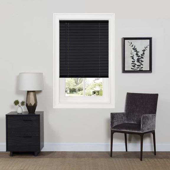 Cordless Room Darkening Mini Blind - 35 Inch Width, 64 Inch Length, 1" Slat Size - Black