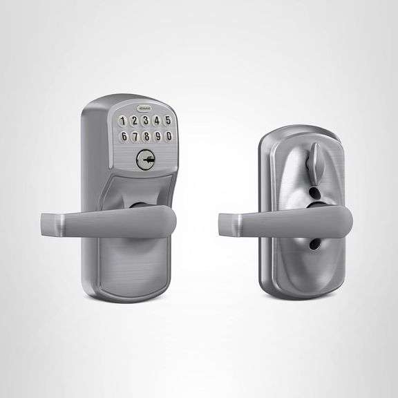 SCHLAGE Brushed Chrome FE595CS V PLY 626 ELA Plymouth Light Commercial Electronic Keypad Lock with E