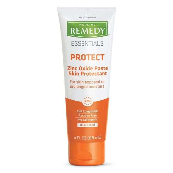 Medline Remedy Essentials Zinc Oxide Skin Protectant Paste (4 oz Tube), Unscented, Barrier, Incontin
