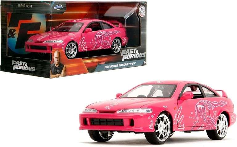 Jada Toys – Fast & Furious 1:24 Honda Integra (Suki’s Pink Design) – Die-Cast Model Car, Detailed Ex