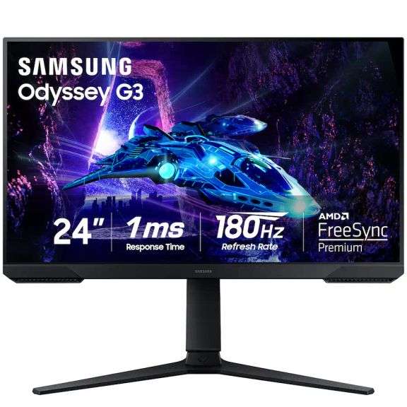 Samsung - Odyssey G30D 24" LED AMD FreeSync Premium 180Hz 1ms Gaming Monitor (DisplayPort, HDMI) - B
