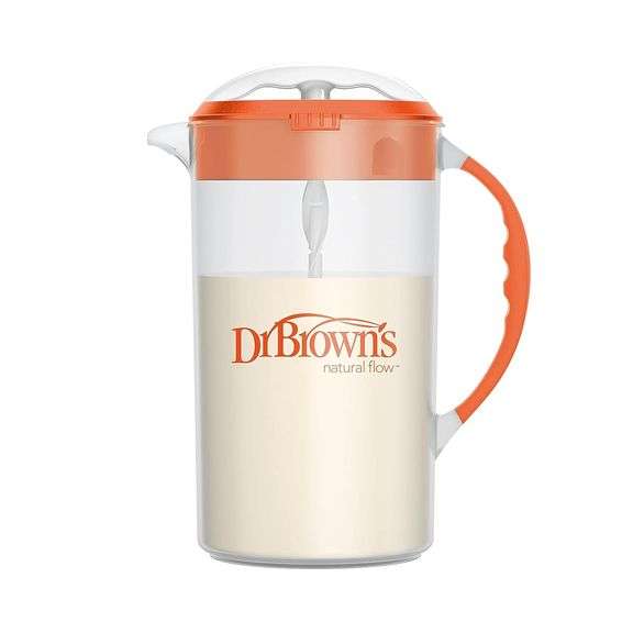 Dr. Brown's Baby Formula Mixing Pitcher with Adjustable Stopper, Locking Lid & No Drip Spout, Orange
