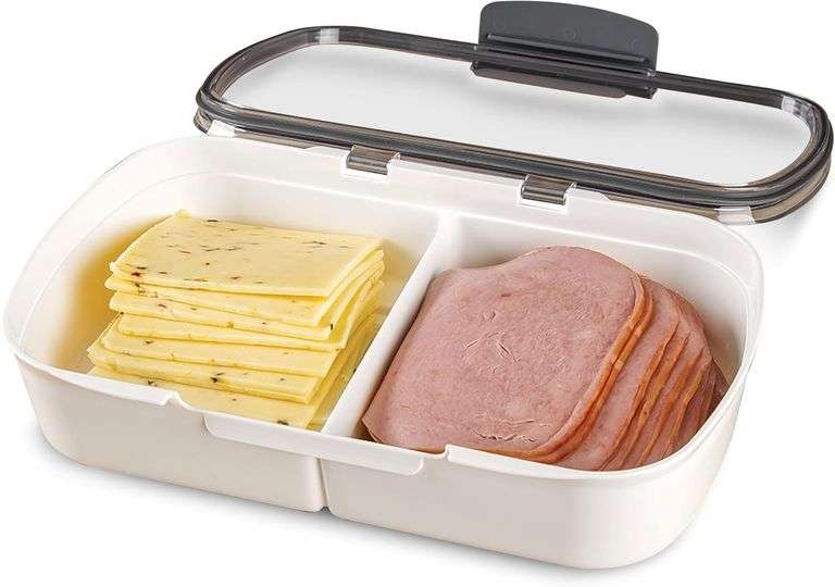 ProKeeper Split Deli Food Storage Container with Air-Tight Silicone Seal and Dry Erase Compatible Li