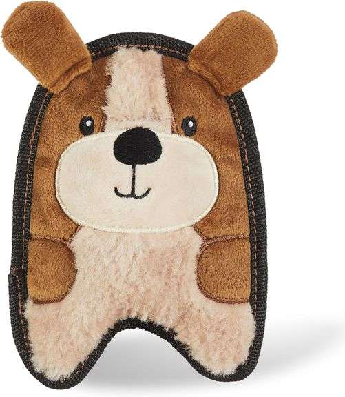 Outward Hound Durablez Tough Plush Squeaky Dog Toy, Puppy, Brown, XS