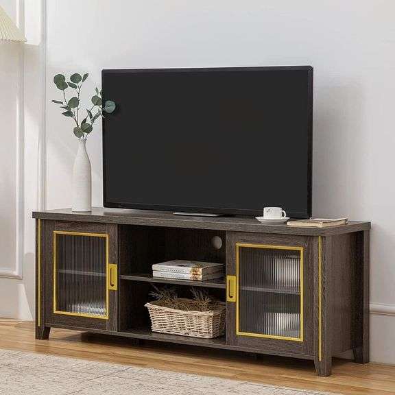 Modern Farmhouse TV Stand w/ Barn Door, Media Entertainment Center Console Table for TVs up to 65”