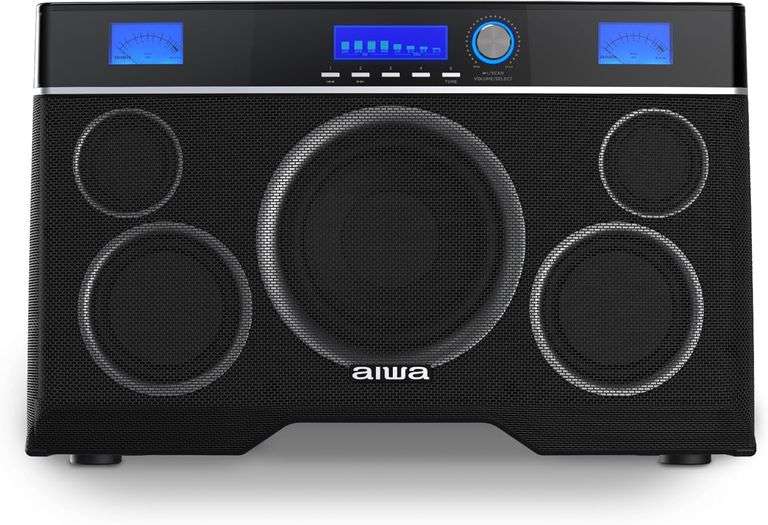Aiwa Exos-10 Portable Bluetooth Speaker, 200W RMS Power, 6.5” Subwoofer, Deep Bass, Party Sync, Back