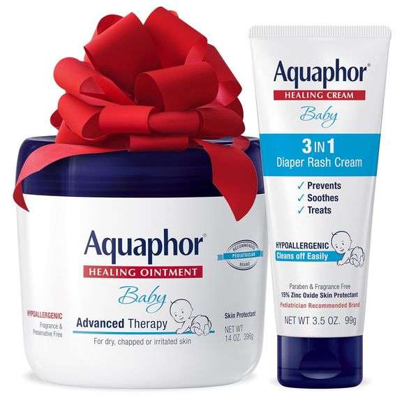 Aquaphor Baby Healing Ointment (14 Oz) + 3-in-1 Diaper Rash Cream (3.5 Oz), Hypoallergenic and Fragr