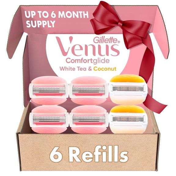 Gillette Venus ComfortGlide White Tea 4 count, with Gillette Venus ComfortGlide plus Olay 2 count, W