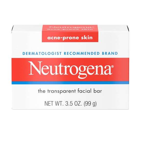 Neutrogena Facial Cleansing Bar for Acne-Prone Skin, Gentle Non-Medicated Daily Cleanser, Non-Comedo