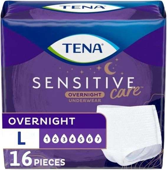 TENA Sensitive Care Overnight Incontinence Underwear for Women, Bladder control, Postpartum, Large, 