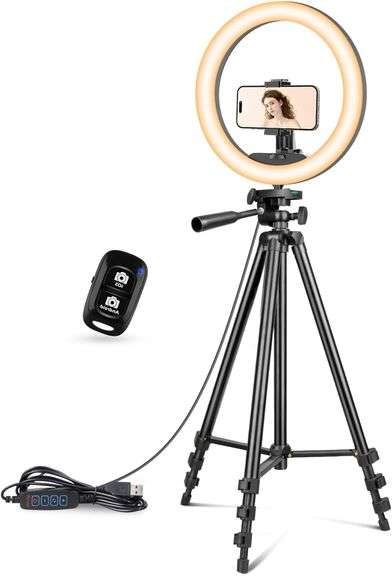 UBeesize 12 inch Ring Light with Stand, Selfie Ring Light with 50" Extendable Tripod Stand & Phone H