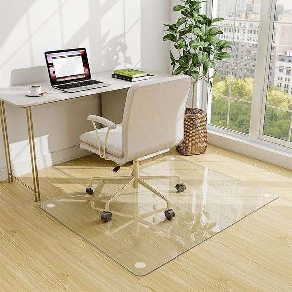Easly 36" x 36" Chair Mat for Carpet - Office Chair Mat - Tempered Glass Floor Mat for Home Office