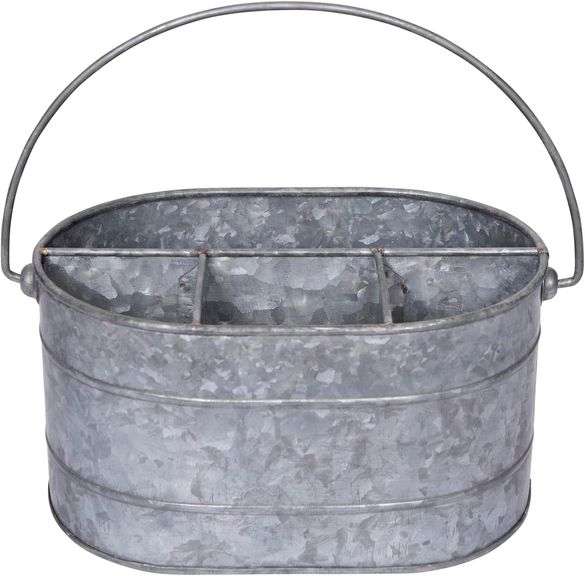 Creative Co-Op Metal Bucket with 4 Compartments and Handle