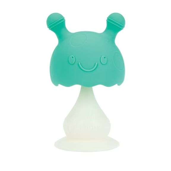 Nuby Super Soft Silicone Baby Teether with Suction Base, Mushroom Bobblehead