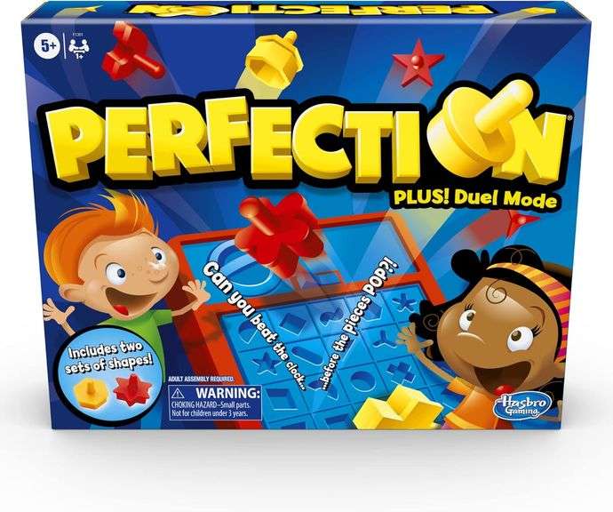 Hasbro Gaming Perfection Plus 2-Player Duel Mode Popping Shapes and Pieces Ages 5 and Up (Amazon Exc