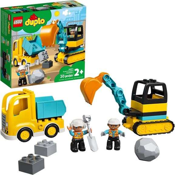 LEGO DUPLO Town Truck & Tracked Excavator Construction Vehicle 10931 Toy for Toddlers 2-4 Years Old 