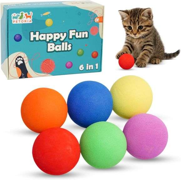 Colorful Soft Cat Play Balls - 6 Color EVA Toys for Cats & Small Pets - Soft, Lightweight and Fun