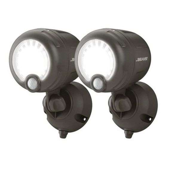 Beams MB360XT 200 Lumen Wireless Battery Operated Powered Motion Sensing LED Spotlight, 2-Pack, Brow
