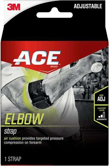 ACE Sport Tennis Elbow Strap, Adjustable, Black, 1/Pack