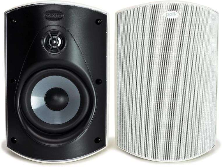 Polk Audio Atrium 5 Outdoor Speakers Wired with Powerful Bass (Pair, White), All-Weather Durability,