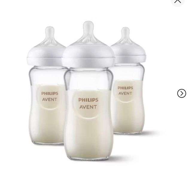 Philips Avent 3pk Glass Natural Baby Bottle with Natural Response Nipple - Clear - 8oz