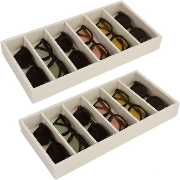 2 Pack Sunglasses Organizer Storage Glasses Holder Velvet Jewelry Tray, Glasses Organizer Eyeglasses