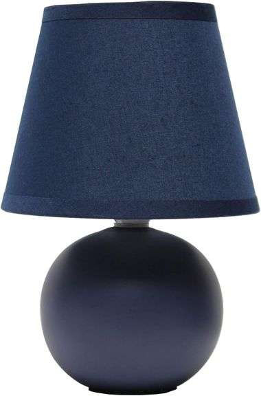 Simple Designs LT2008-BLU Mini Ceramic Globe Table Lamp with Matching Fabric Shade, Blue
