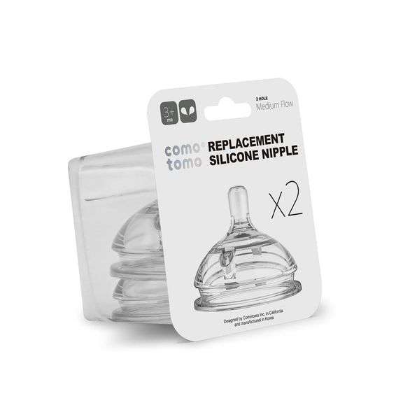 Comotomo Silicone Replacement Nipple, Medium Flow, 3-6 Months, 2 Count