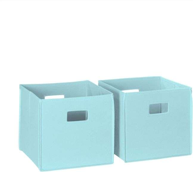 RiverRidge Folding Storage Bins with Handles Aqua Cube Storage Organizer for Closet, Bedroom & Playr