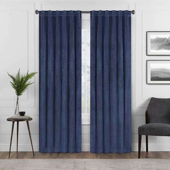 Eclipse Absolute Zero Harper Velvet Blackout Thermal Insulated Rod Pocket Curtains for Bedroom, Sing