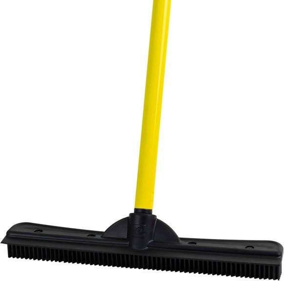 FURemover Original Pet Hair Rubber Broom with Squeegee, with 58" Telescopic Handle for Carpet, Tile 