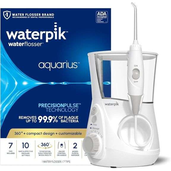 Waterpik Aquarius Water Flosser For Teeth Cleaning, Gums, Braces, Dental Care, Electric Power With 1
