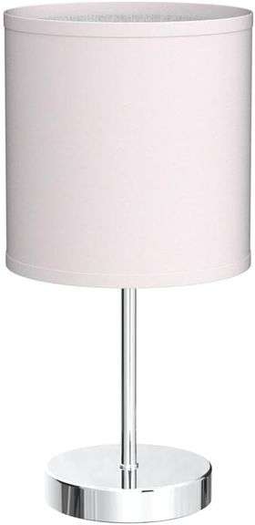 Simple Designs LT2007-BPK Chrome Mini Basic Table Lamp with Fabric Shade, Blush Pink
