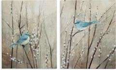 Stupell Industries Peaceful Perched Blue Birds Animal Nature Painting, Canvas, 16 x 20