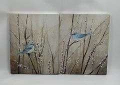 Stupell Industries Peaceful Perched Blue Birds Animal Nature Painting, Canvas, 16 x 20