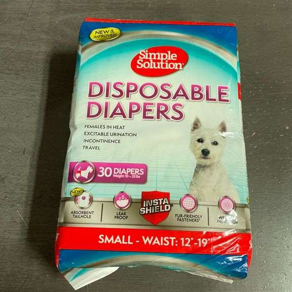 Simple Solution Disposable Dog Diapers for Female Dogs 12–19-Inch Waist, 30 Count