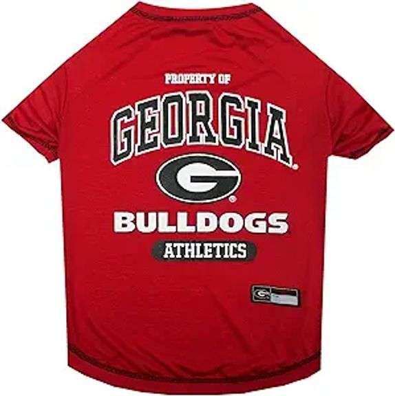 Pets First Collegiate GEORGIA BULLDOGS Dog T-Shirt, Large.