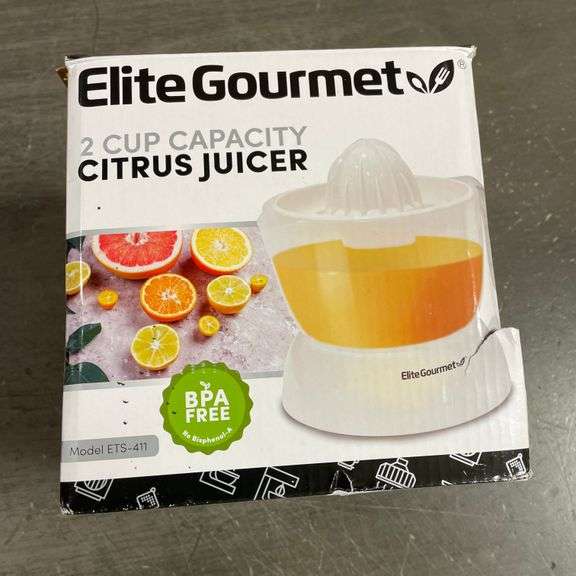 Elite Gourmet ETS-411 BPA-Free Electric Citrus Juicer Extractor  16 oz, White