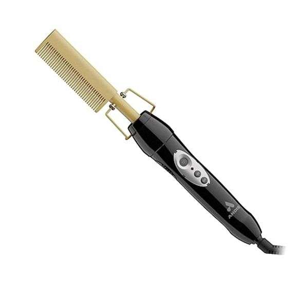Andis 38335 Professional Heat Ceramic Press Comb for Hair, Straightener - 450F High Heat with Dual V