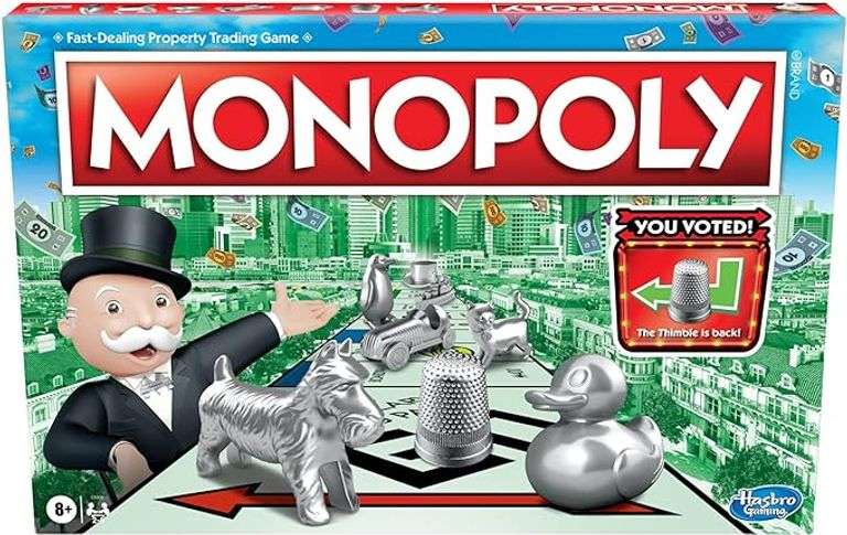 Monopoly Game, Family Board Games for 2 to 6 Players & Kids Ages 8 and Up, Includes 8 Tokens (Token 