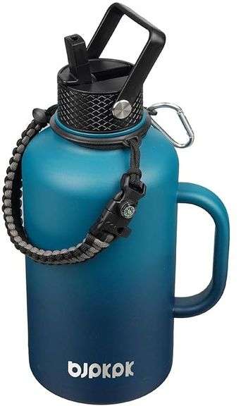 Half Gallon Insulated Water Bottles with Straw Lid & Side Handle, 50oz, 64oz, 87oz, 128oz Large, Sta