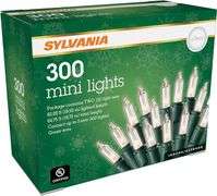 SYLVANIA Christmas Lights, Clear, 300 (2x150) Light Set, Green Wire. 64.75' Total Length